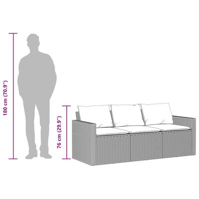 vidaXL 2-tlg. Garten-Essgruppe mit Kissen Grau Poly Rattan