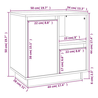 vidaXL Nachttische 2 Stk. Schwarz 50x34x50 cm Massivholz Kiefer