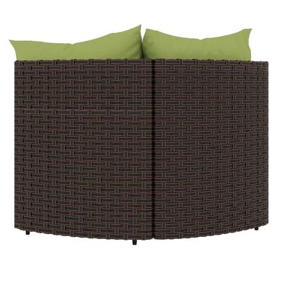 vidaXL Garten-Ecksofas mit Kissen 2 Stk. Braun Poly Rattan