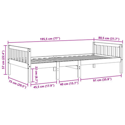 vidaXL Kinderbett ohne Matratze Weiß 75x190 cm Massivholz Kiefer