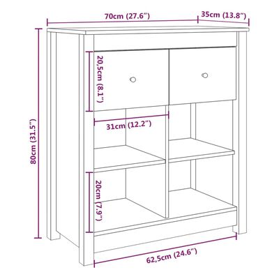 vidaXL Sideboard Honigbraun 70x35x80 cm Massivholz Kiefer