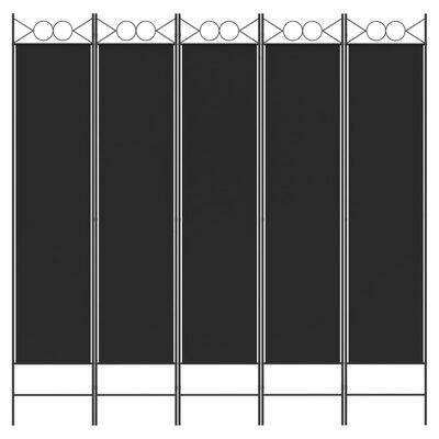 vidaXL 5-tlg. Paravent Schwarz 200x200 cm Stoff