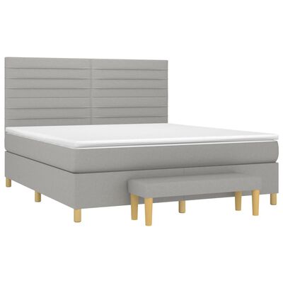 vidaXL Boxspringbett mit Matratze Hellgrau 160x200 cm Stoff