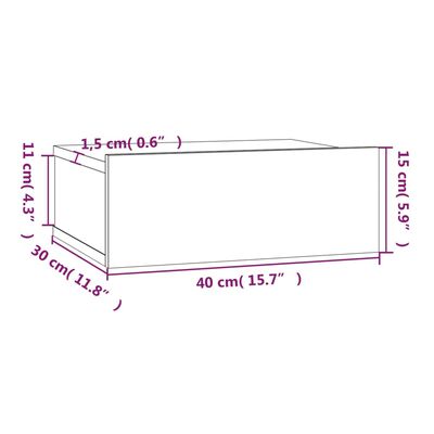 vidaXL Hängende Nachttische 2 Stk. Grau Sonoma 40x30x15 cm