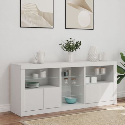 vidaXL Sideboard mit LED-Leuchten Weiß 162x37x67 cm