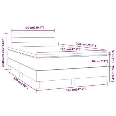 vidaXL Boxspringbett mit Matratze & LED Dunkelblau 120x200 cm Samt