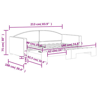 vidaXL Tagesbett Ausziehbar Dunkelgrau 90x190 cm Stoff