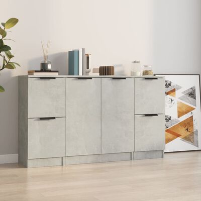 vidaXL Sideboards 3 Stk. Betongrau Holzwerkstoff