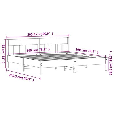 vidaXL Massivholzbett ohne Matratze Weiß 200x200 cm Kiefernholz