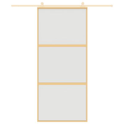 vidaXL Schiebetür Golden 90x205 cm Matt ESG-Glas und Aluminium