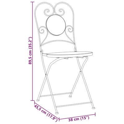 vidaXL Mosaik-Bistro-Set Terrakottarot und Weiß Eisen und Keramik