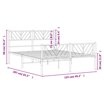 vidaXL Bettgestell mit Kopf- und Fußteil Metall Weiß 120x200 cm