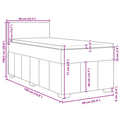 vidaXL Boxspringbett mit Matratze Taupe 90x190 cm Stoff