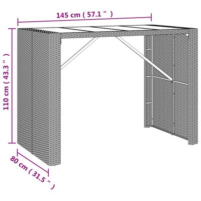 vidaXL 5-tlg. Gartenbar-Set mit Kissen Braun Poly Rattan