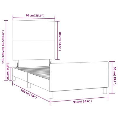 vidaXL Bettgestell mit Kopfteil Weiß 90x190 cm Kunstleder