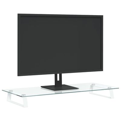 vidaXL Monitorständer Weiß 80x35x8 cm Hartglas und Metall