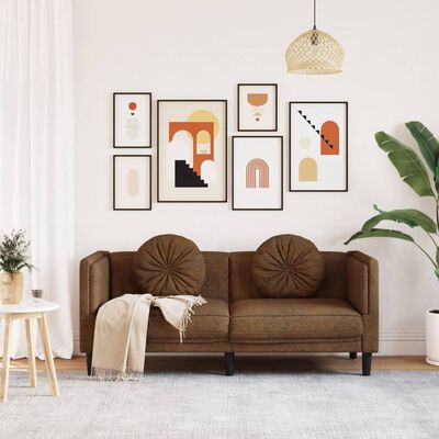 vidaXL 2-Sitzer Sofa mit Kissen Braun Kunstleder Wildleder-Optik