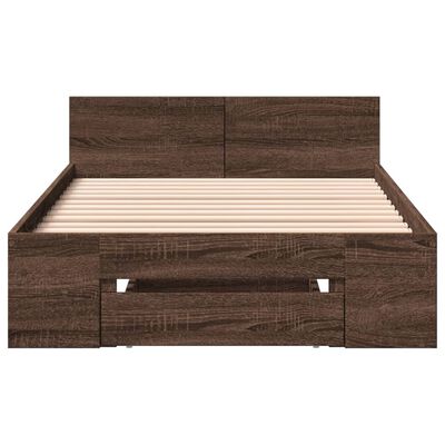 vidaXL Bettgestell mit Schublade Braun Eiche 75x190 cm Holzwerkstoff