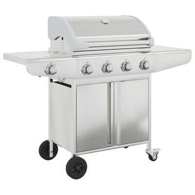 vidaXL Gasgrill mit 5 Flammen Silbern Edelstahl