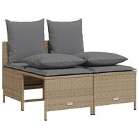 vidaXL 4-tlg. Garten-Sofagarnitur mit Kissen Beige Poly Rattan