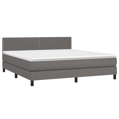 vidaXL Boxspringbett mit Matratze Grau 180x200 cm Kunstleder