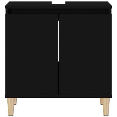 vidaXL Waschbeckenunterschrank Schwarz 58x33x60 cm Holzwerkstoff