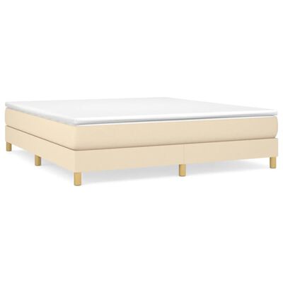 vidaXL Boxspringbett mit Matratze Creme 180x200 cm Stoff