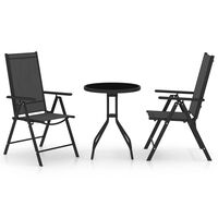 vidaXL 3-tlg. Bistro-Set Aluminium und Textilene Schwarz