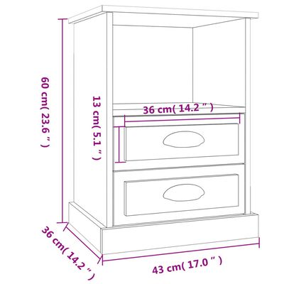 vidaXL Nachttische 2 Stk. Braun Eichen-Optik 43x36x60 cm