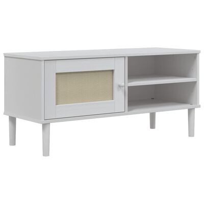 vidaXL TV-Schrank SENJA Rattan-Optik Weiß 106x40x49 cm Kiefernholz