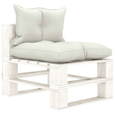 vidaXL 7-tlg. Paletten-Lounge-Set mit Kissen in Beige Holz