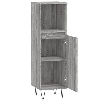 vidaXL Badschrank Grau Sonoma 30x30x100 cm Holzwerkstoff