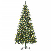 vidaXL Weihnachtsbaum Gefrostet mit Beleuchtung & Zapfen 210 cm