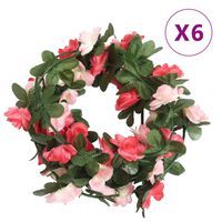 vidaXL Künstliche Blumengirlanden 6 Stk. Rosa 250 cm