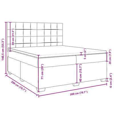 vidaXL Boxspringbett mit Matratze Blau 200x200 cm Samt