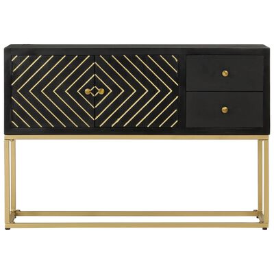 vidaXL Sideboard Schwarz und Golden 110x30x75 cm Massivholz Mango