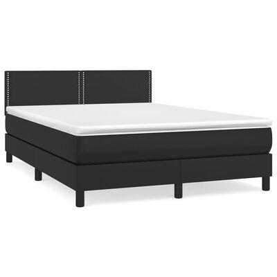 vidaXL Boxspringbett mit Matratze Schwarz 140x200 cm Kunstleder