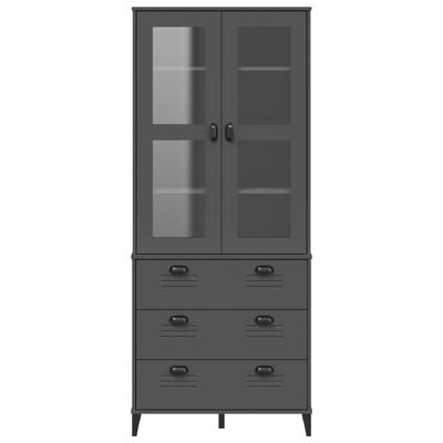 vidaXL Highboard VIKEN Anthrazit 80x40x190 cm Massivholz Kiefer