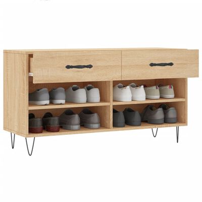 vidaXL Schuhbank Sonoma-Eiche 102x35x55 cm Holzwerkstoff