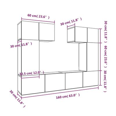 vidaXL 6-tlg. TV-Schrank-Set Weiß Holzwerkstoff