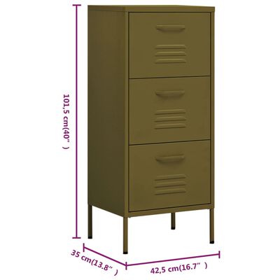 vidaXL Beistellschrank Olivgrün 42,5x35x101,5 cm Stahl