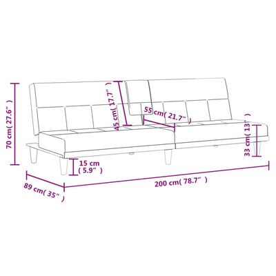 vidaXL Schlafsofa mit Getränkehaltern Hellgrau Stoff