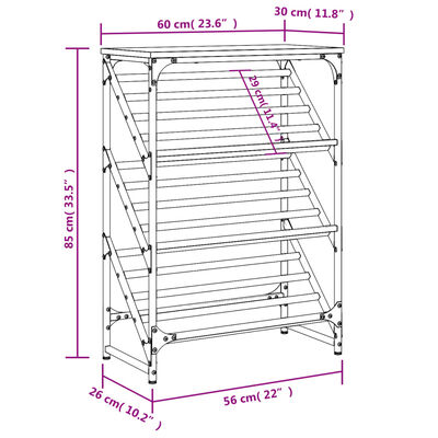 vidaXL Schuhregal Grau Sonoma 60x30x85 cm Holzwerkstoff