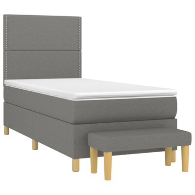 vidaXL Boxspringbett mit Matratze Dunkelgrau 80x200 cm Stoff