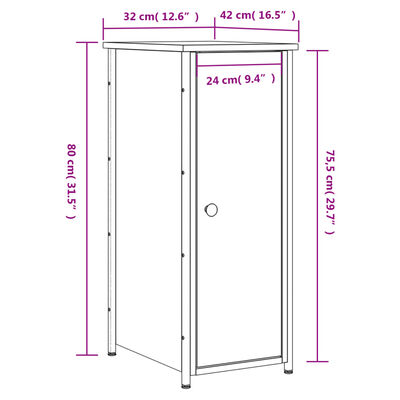 vidaXL Nachttische 2 Stk. Sonoma-Eiche 32x42x80 cm Holzwerkstoff