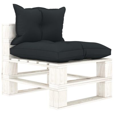 vidaXL 7-tlg. Garten-Lounge-Set Paletten mit Kissen in Anthrazit Holz