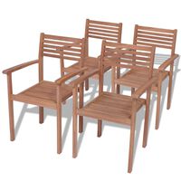 vidaXL Stapelbare Gartenstühle 4 Stk. Massivholz Teak