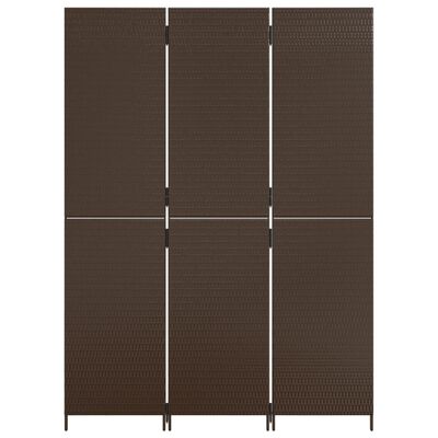 vidaXL Paravent 3-tlg. Braun Poly Rattan