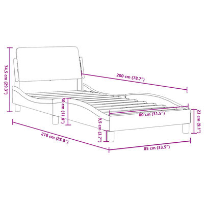 vidaXL Bettgestell mit Kopfteil Weiß und Schwarz 80x200 cm Kunstleder