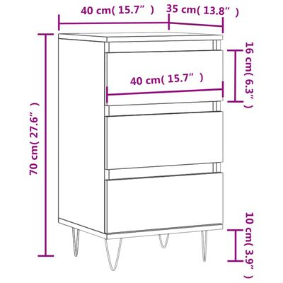 vidaXL Sideboard Grau Sonoma 40x35x70 cm Holzwerkstoff